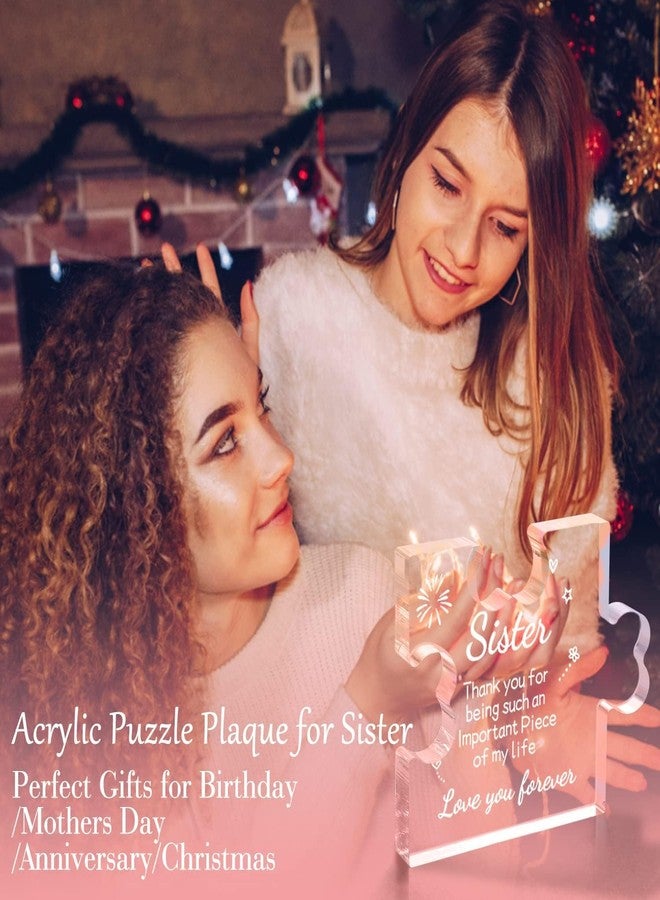 Gifzy Sister Gifts from Sister Acrylic Puzzle Plaque - Sister Birthday Gift Ideas 3.35 x 2.76 Inch Desk Decorations - Sister Gifts Birthday Christmas Card for Sister - Image 3